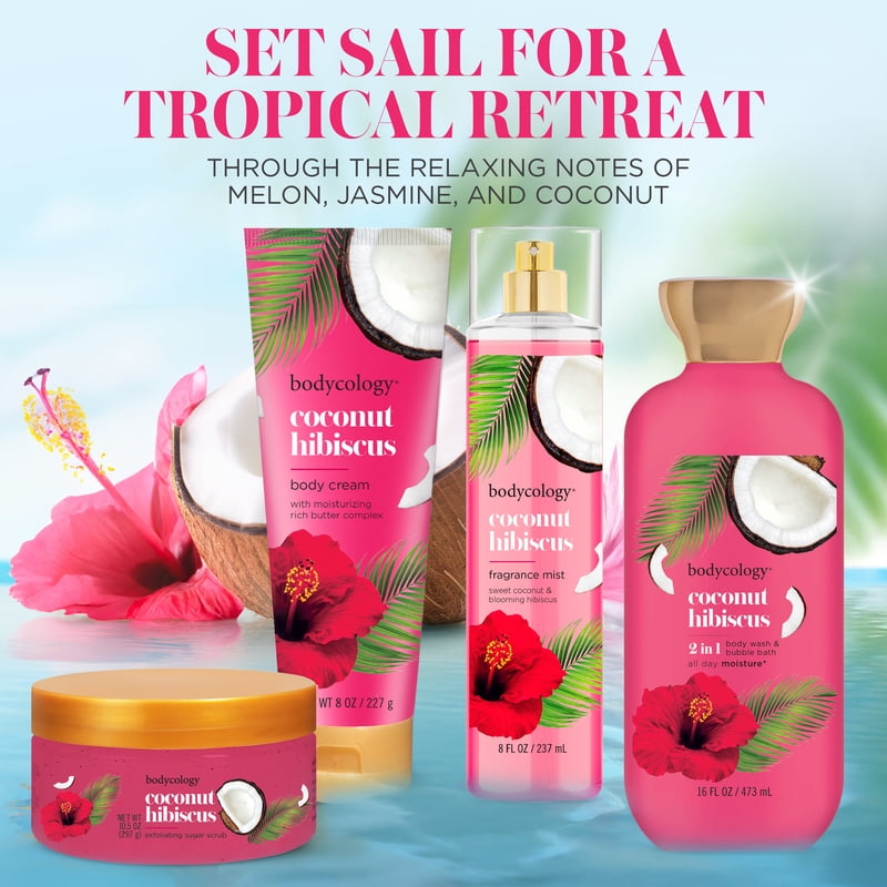 Bodycology Coconut Hibiscus Exfoliating Sugar Scrub - 4 Pack, 10.5 oz