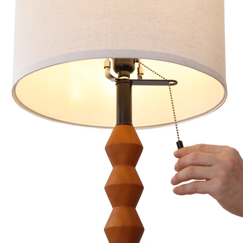 Modern 65-Inch Solid Wood Floor Lamp with Pull Chain Switch for Living Room Bedroom Office