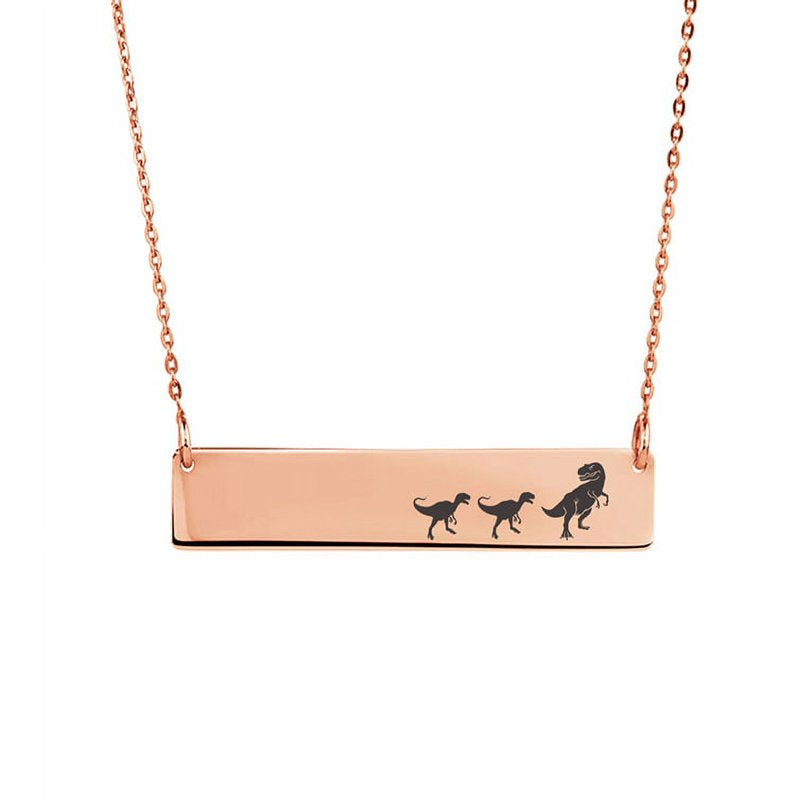 Engravable Dinosaur Family Necklace - Mom & Baby Family Jewelry - Personalized Gift for Her