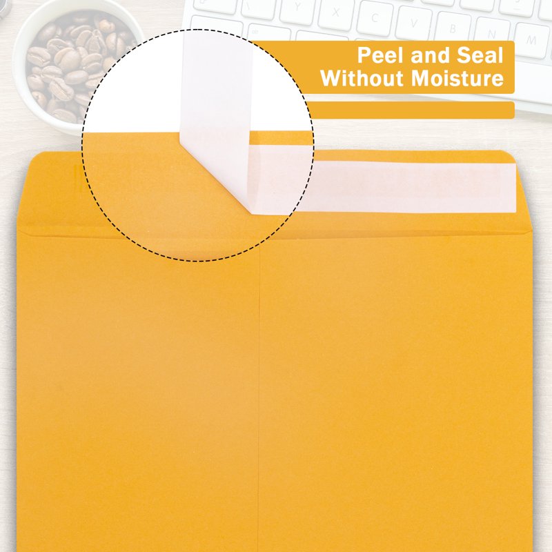 10x13 Kraft Envelopes Self Seal 100 Pack - Yellow Brown Large Mailing & Organization Envelopes