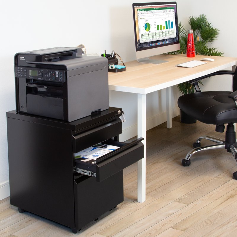 Mobile File Cabinet with 3 Drawers Under Desk Locking Steel Storage