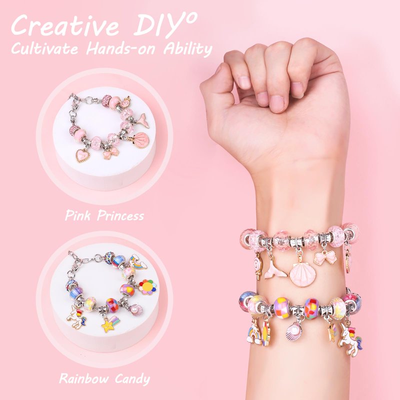 DIY Charm Bracelet Making Kit for Girls - 134 Pieces Jewelry Craft Set