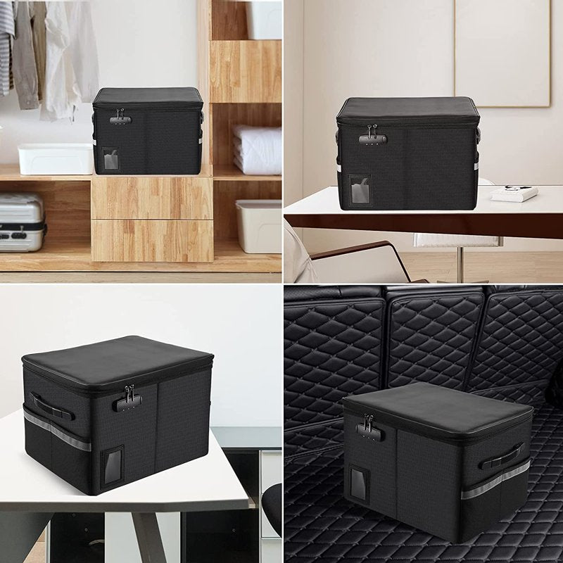 Letter-Size Portable Fireproof File Storage Box with Lock - Water-Resistant Organizer