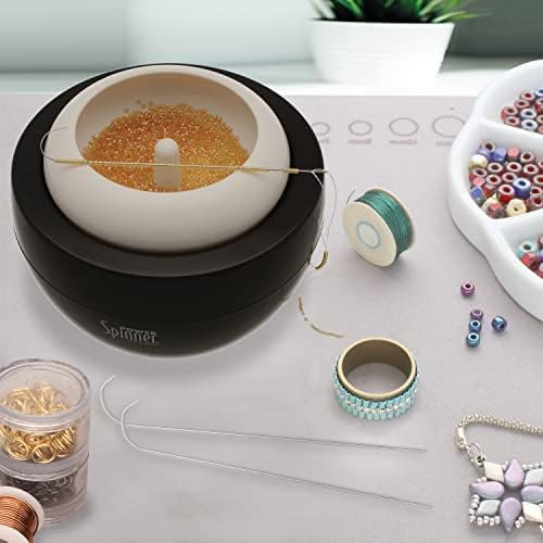 Bead & Jewelry Stringing Spinner - Fast Seed Bead Threading Tool with 3 Cups & Needles