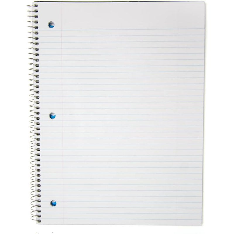 5 Subject College Ruled Notebook with 200 Sheets - Spiral Bound, Assorted Colors, 10.5x8 Inches