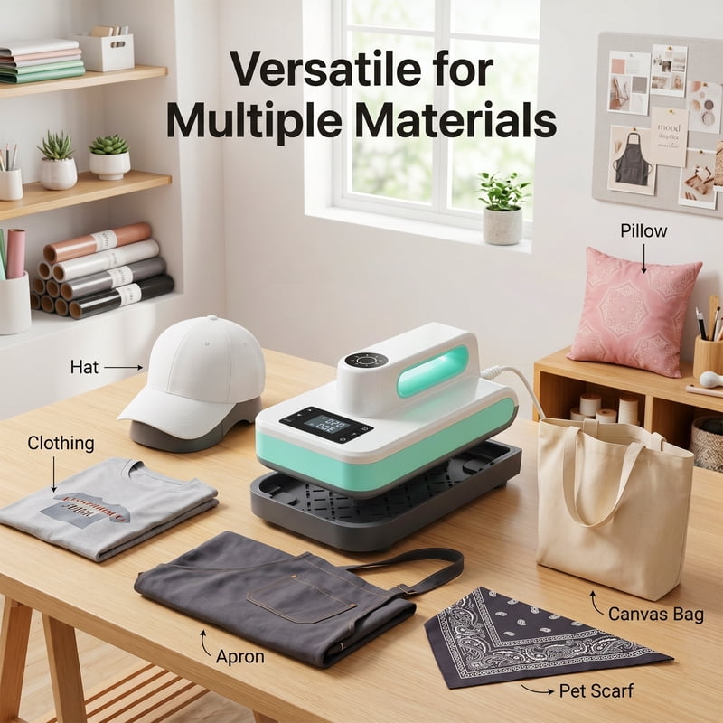 Portable Heat Press Machine for T-Shirts and Bags - Green, 7.5x4.75 Inch