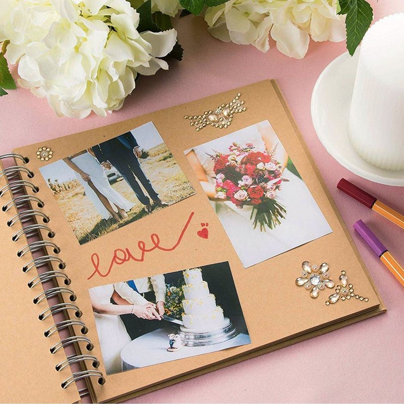 8x8 Inch Hardcover Scrapbook Album with Spiral Binding - Acid-Free Pages for Photos & Journals