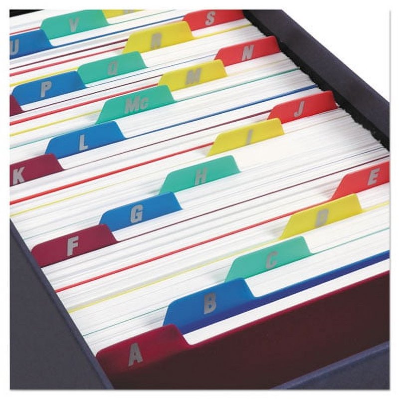 A-Z Card Guides Set with Top Tab Dividers 4x6 Assorted Colors 25/Set