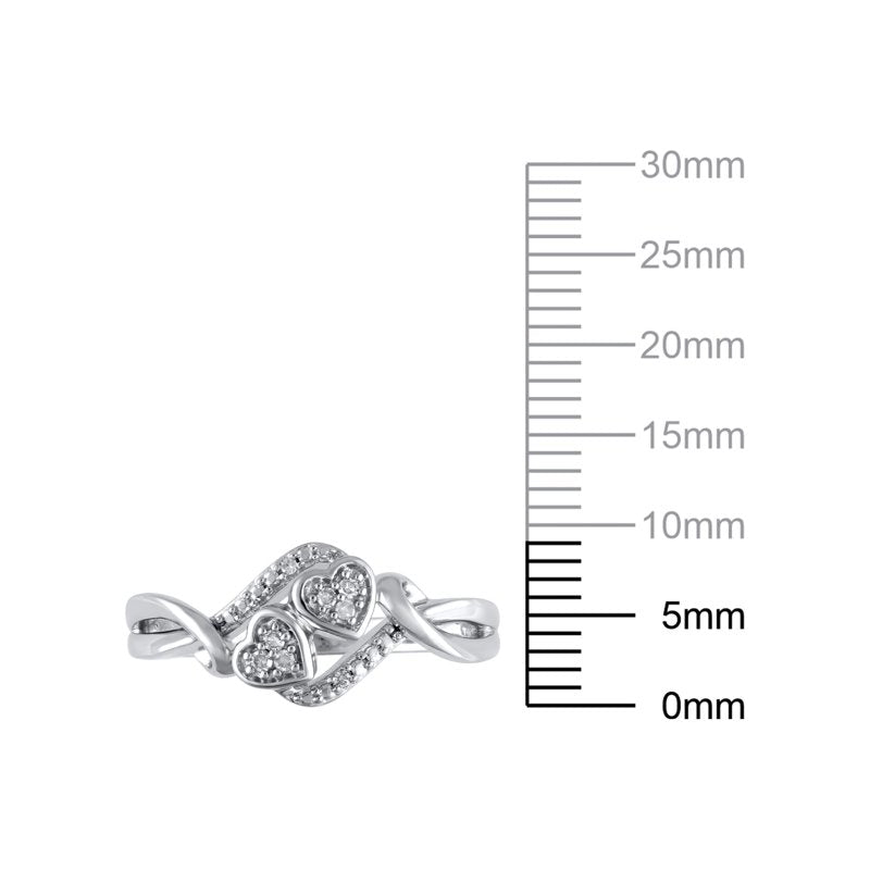 Natural Diamond Heart Ring in Sterling Silver - 1/20 Carat for Women