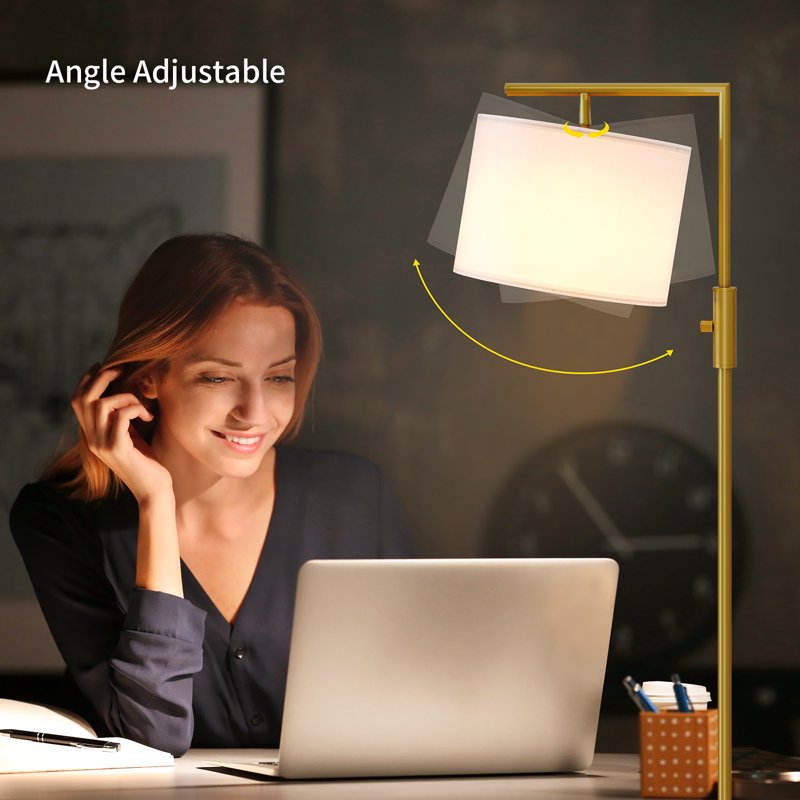 Modern Standing Floor Lamp with Rotatable Shade and 3 Color Temperatures - Gold or Black