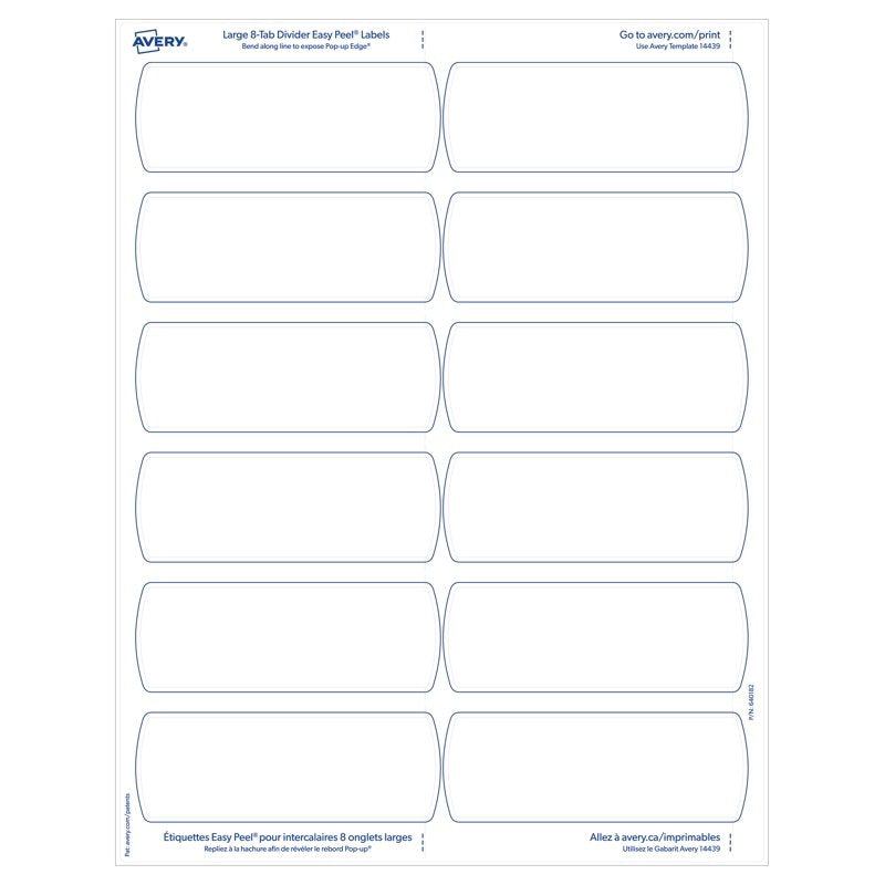 8-Tab Printable Document Dividers Set with Large and Standard Labels - White