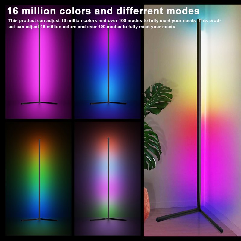 2-Pack RGB Floor Lamps with App Control, Music Sync, Remote & USB Plug-in