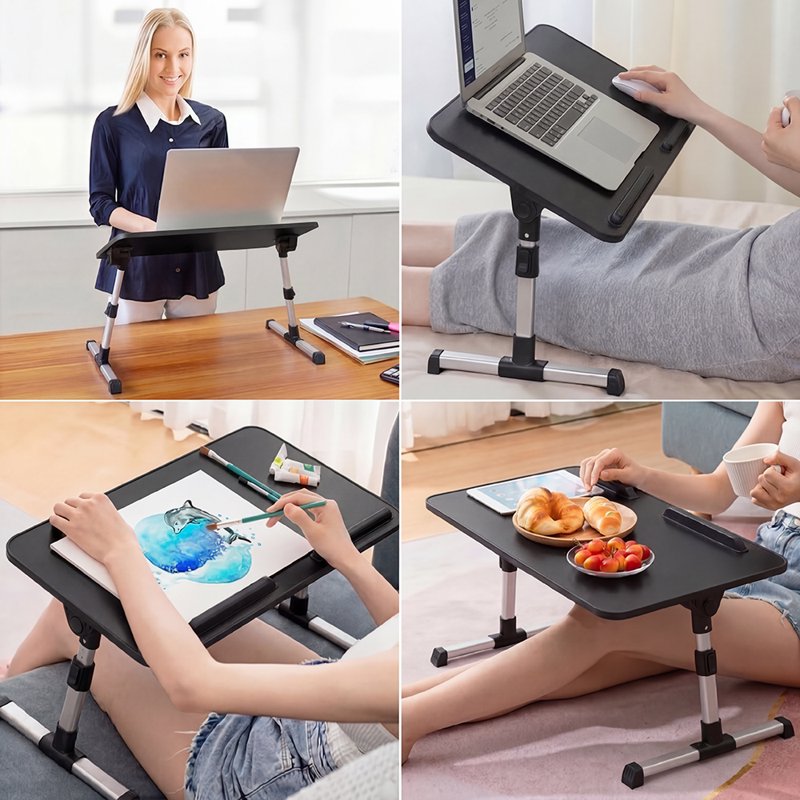 Cowin Adjustable Laptop Desk Table – Foldable Lap Desk 23.62 x 13.4 in, Black (Variation: 23.62" x 13.4", Black)