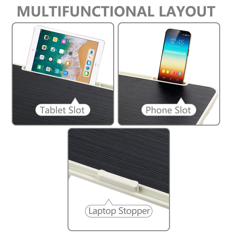 Height & Angle Adjustable Laptop Desk Bed Tray Folding Bedside Table