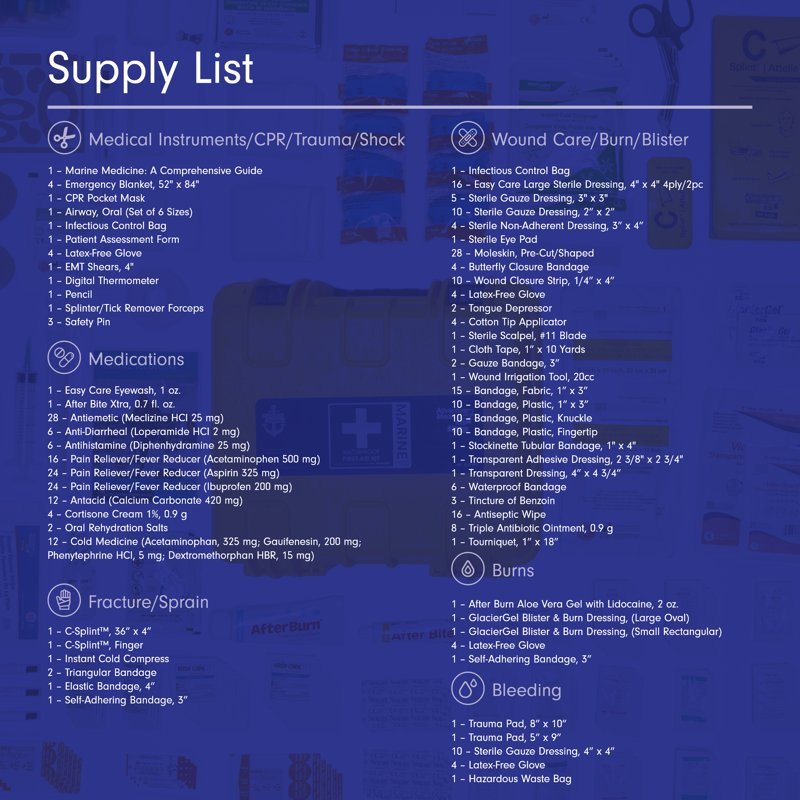 Marine First Aid Kit - Waterproof 1500 Emergency Medical Supply