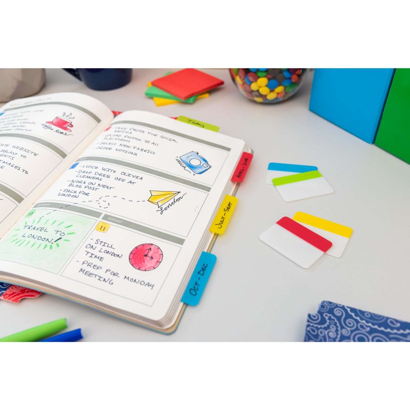 Post-it Durable Color Tab Set - 1 Inch Repositionable Office Dividers