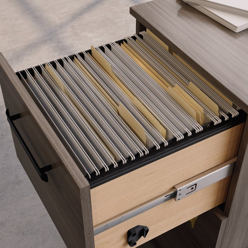 Sauder Affirm 2-Drawer Mobile File Cabinet in Hudson Elm Brown - Office Storage