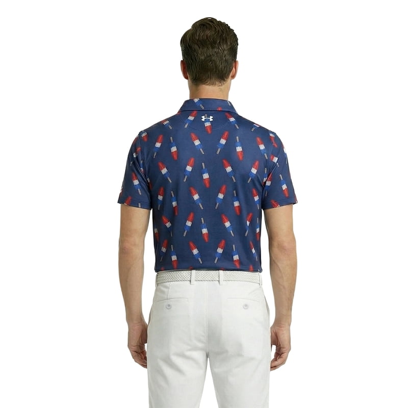 Birdie Bound Men’s Polo Shirt - Firecracker Popsicle Print, 250 Polo Top, XS-4XL, Dessert Sodalite Blue