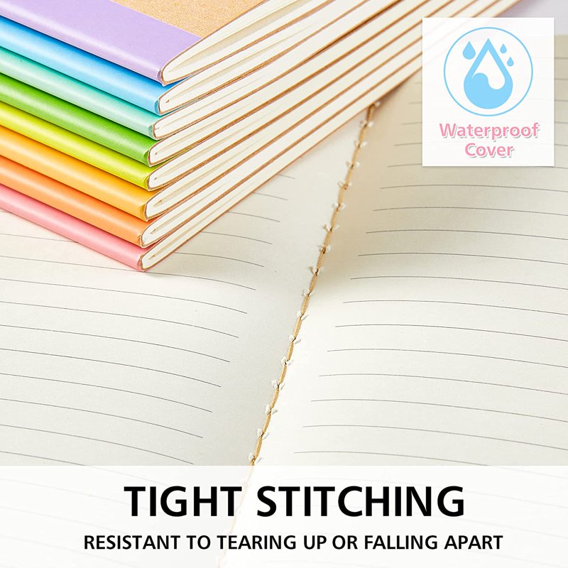 16 Pack Composition Notebooks with Kraft Covers & Pastel Spines - A5, 60 Pages