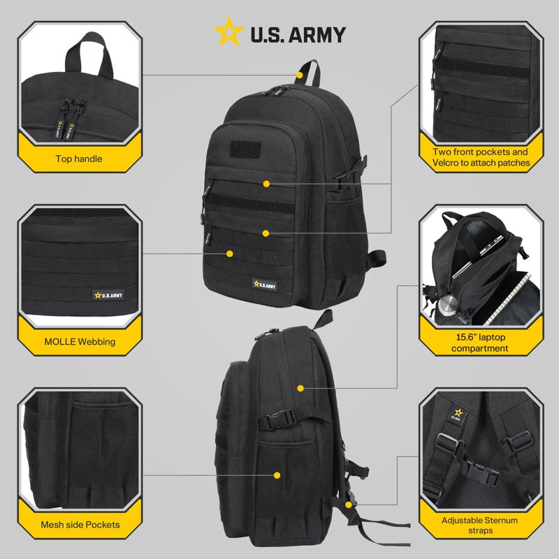 Tactical Laptop Backpack 22L Water-Resistant Military-Style Bag