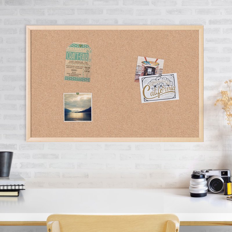 24 x 36 Inch Cork Bulletin Board with Birch MDF Frame - Brown