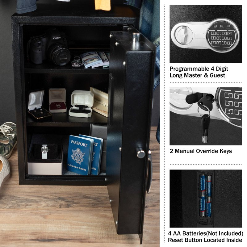 Digital Home Safe with Electronic Keypad Lock, Secure Steel Construction