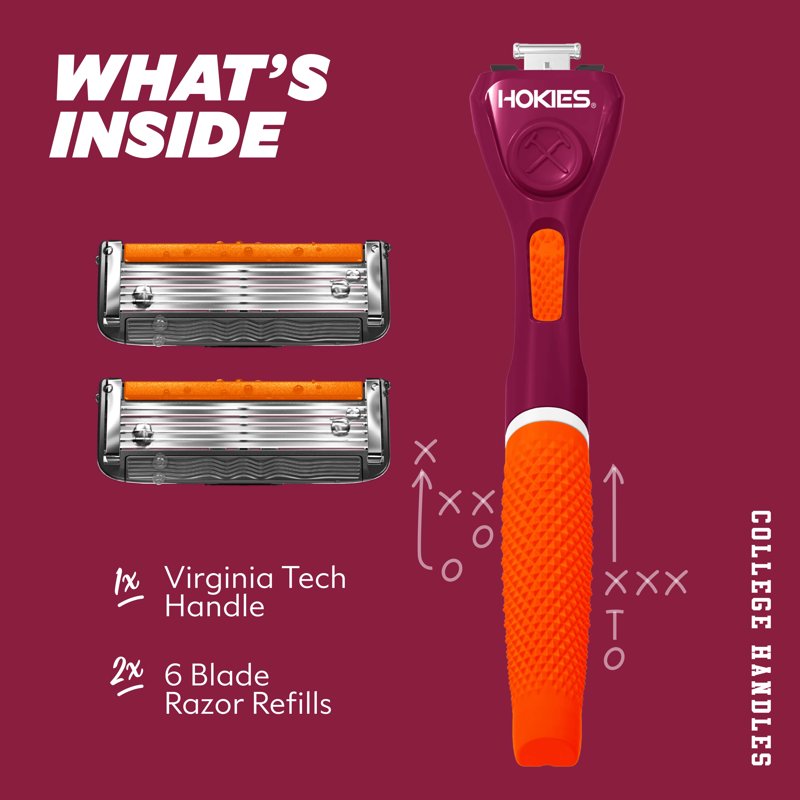 6-Blade Razor Starter Set with Diamond Grip Handle - Reusable Shaving Kit