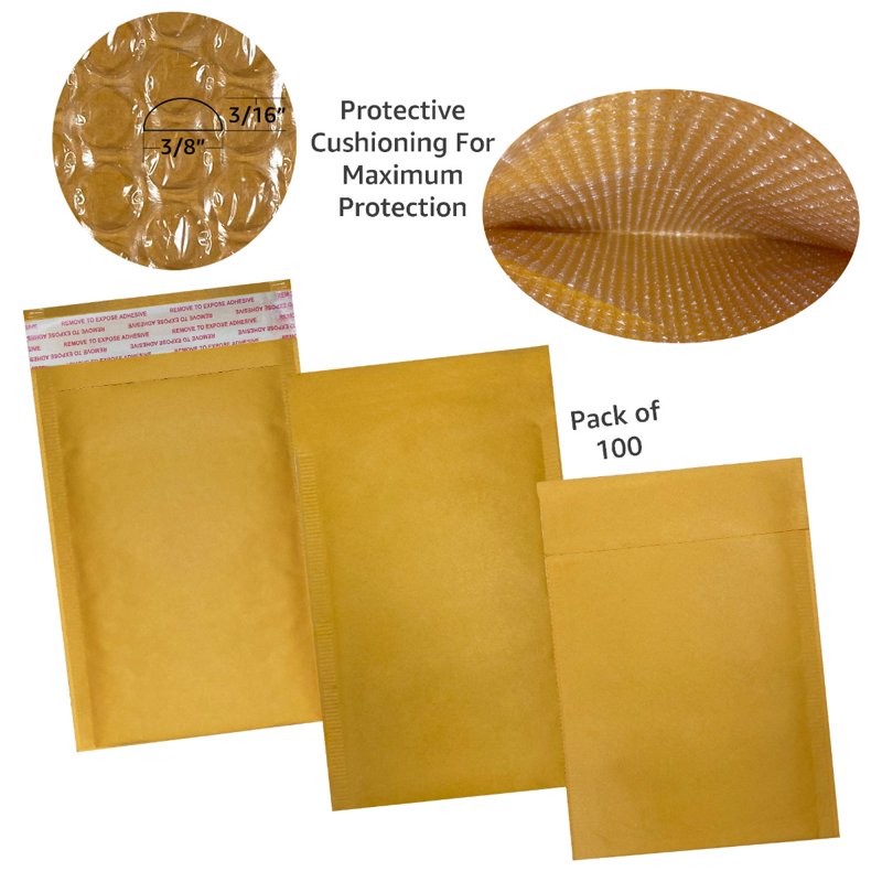 Kraft Bubble Mailers Self-Seal Padded Envelopes Bulk Pack for Shipping