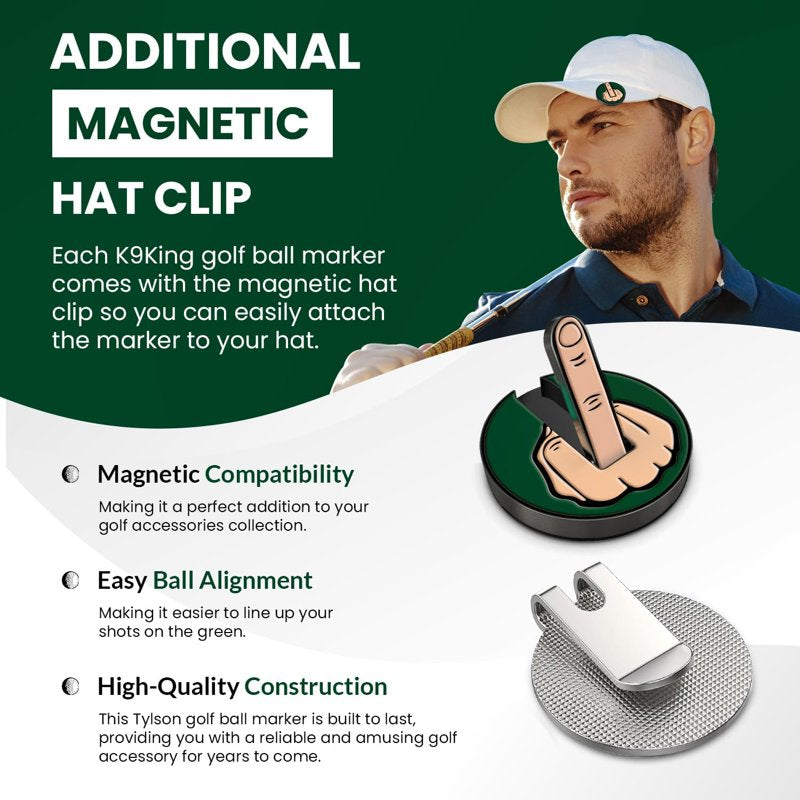 Golf Ball Marker Set with Magnetic Hat Clip - Color-Coded Alignment Tools for Men & Women