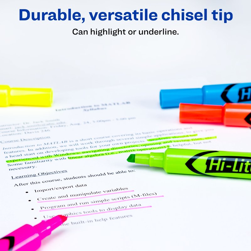 Assorted Highlighters Desk-Style 12-Count - Fluorescent Chisel Tip, No Bleed