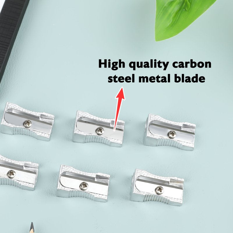 Metal Pencil Sharpener Pack - Durable Single Hole Sharpener for School & Office