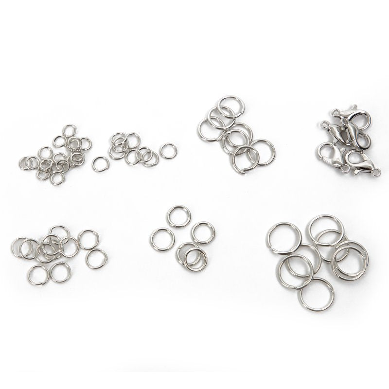 Jewelry Findings Kit with 1030 Silver Jump Rings & Lobster Clasps for Bracelets & Necklaces