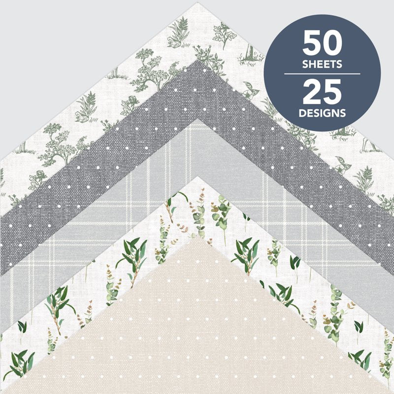 Floral Scrapbook Paper Pad - 50 Sheets, 25 Designs, 12x12 Inch