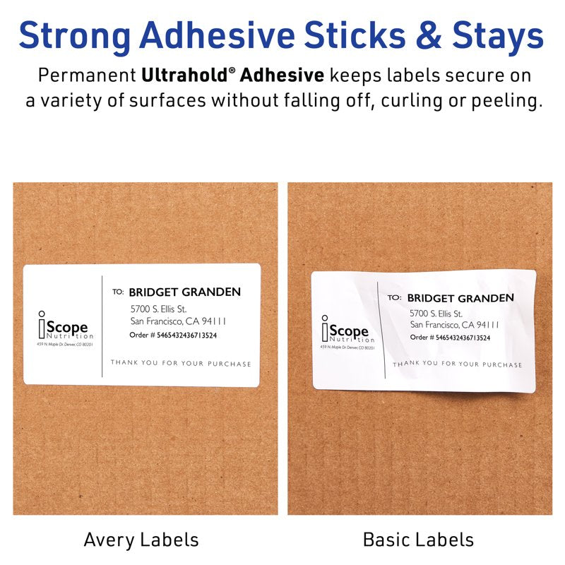 Premium 2x4 Labels with Ultrahold Permanent Adhesive - Bulk Pack of 5000+