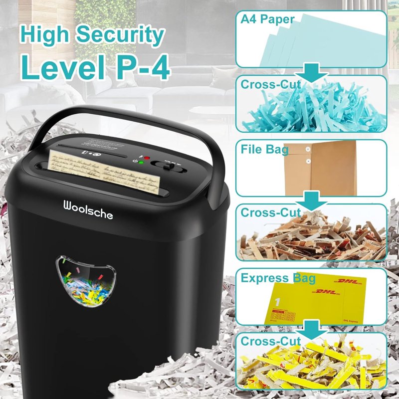 Heavy Duty Cross Cut Paper Shredder 14-Sheet Capacity with Jam-Proof Tech
