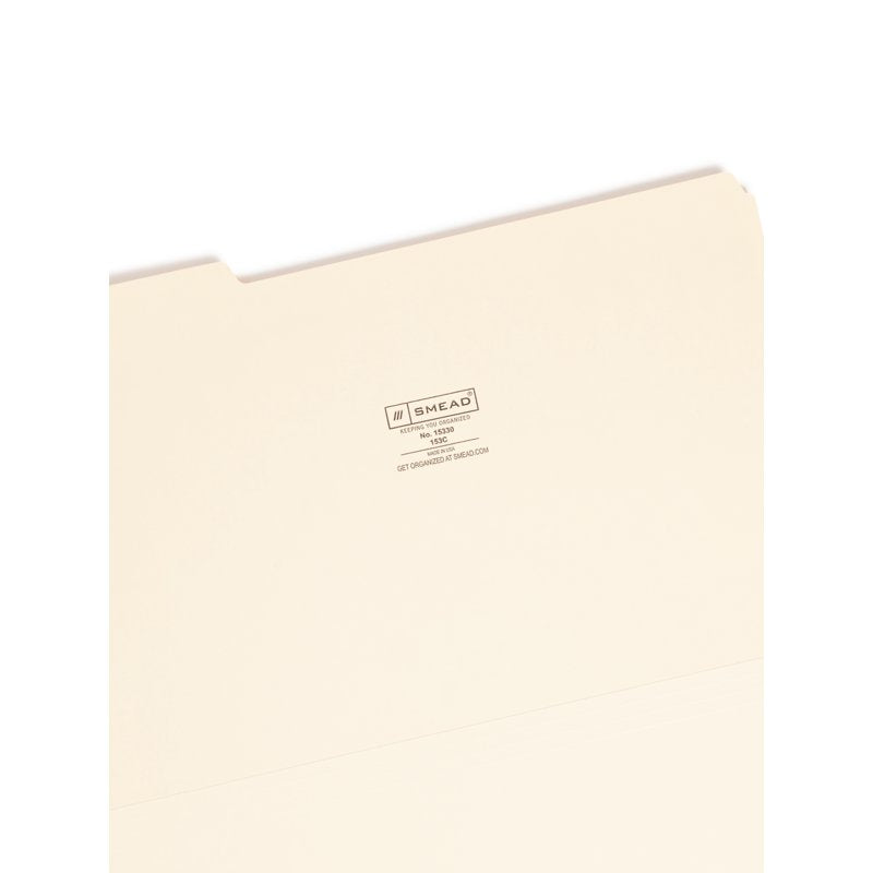 Manila Folders with 1/3-Cut Tabs - Legal Size, 100 Pack Office Filing Supplies