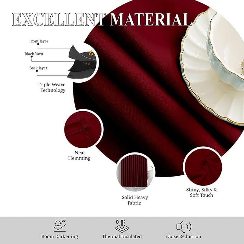 Blackout Pinch Pleat Curtains - Thermal Insulated Room Darkening Drapes for Bedroom & Living Room