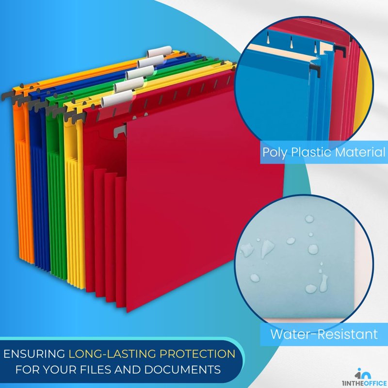 Poly Expanding Hanging File Folders - Letter Size Assorted 10 Pack