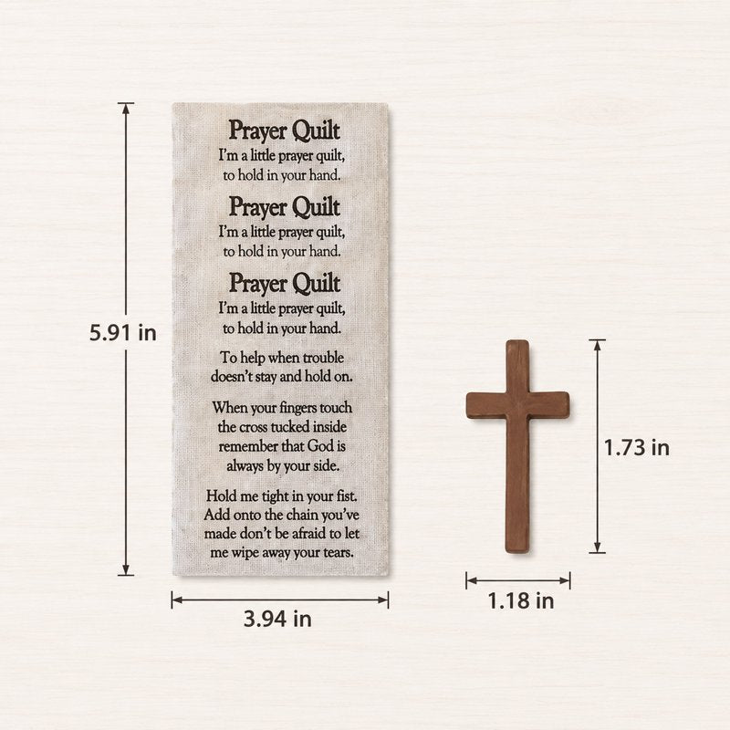 Christian Prayer Quilt Squares with Faux Wood Cross - 50 Sets for Sewing & Spiritual Gifts