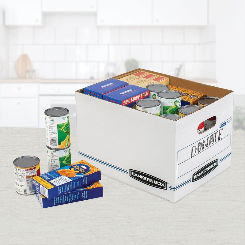 12 Pack Letter and Legal Size Storage Boxes with Lift-Off Lids - White/Blue
