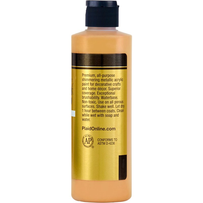 Metallic Acrylic Craft Paint - Gold Finish, 8 Fl Oz | DIY Art Supplies
