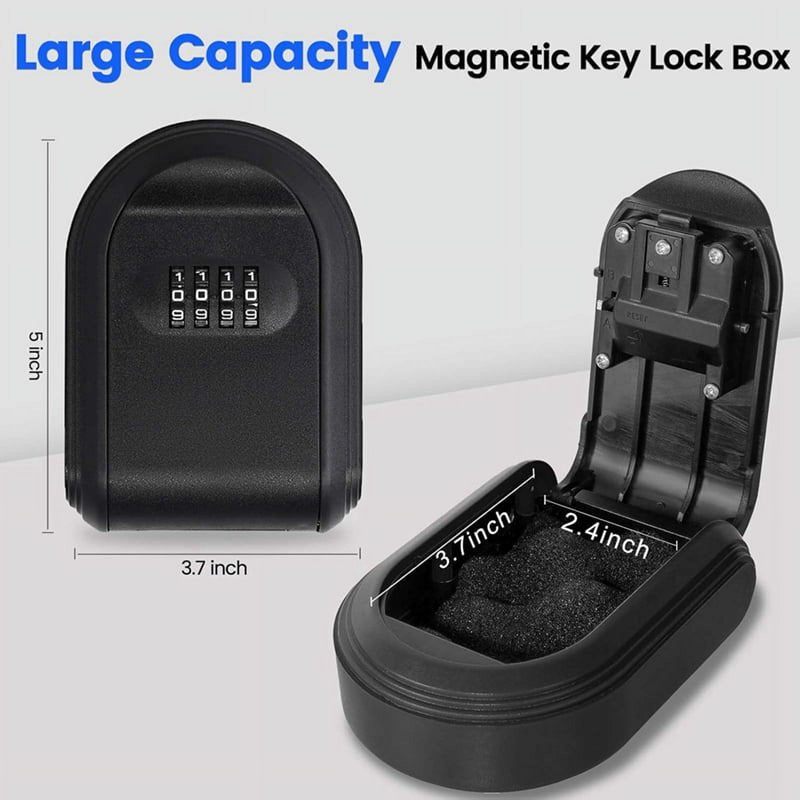 Magnetic Key Lock Box with 4-Digit Combination for Indoor & Outdoor Security