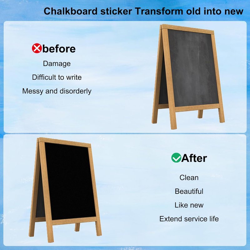 Large Peel & Stick Chalkboard Contact Paper Roll - 23.6 x 78.7 Inches, Includes 5 Chalks