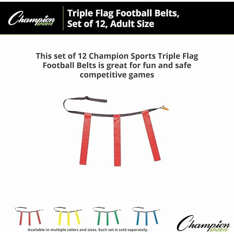 Youth Flag Football Belt Set with Quick-Release Clips - Red Flags, 25-31 Inches