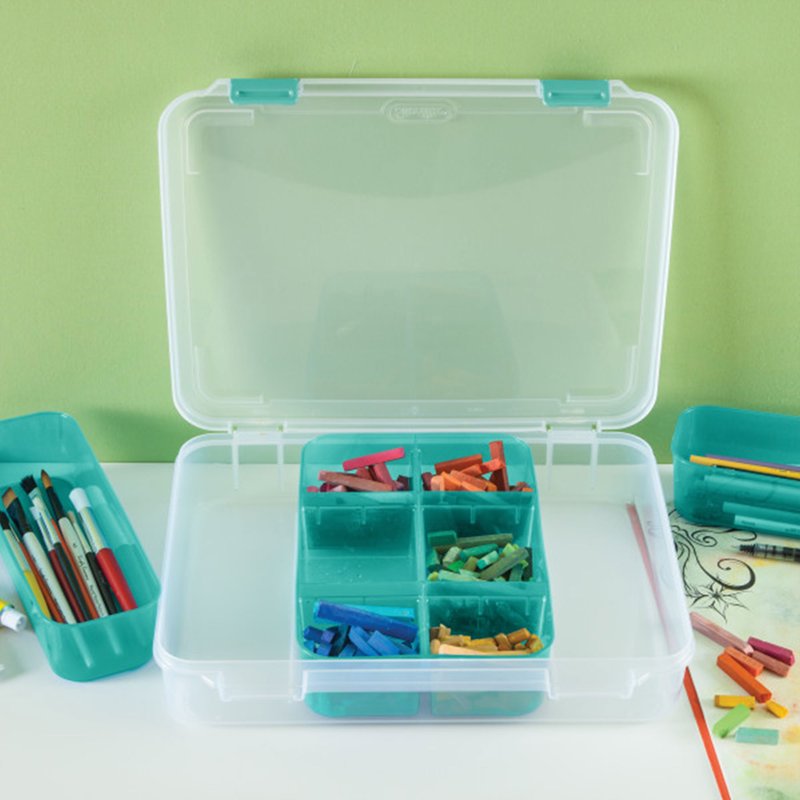 Stackable Plastic Storage Bins with Dividers - Multi-Purpose Organizers