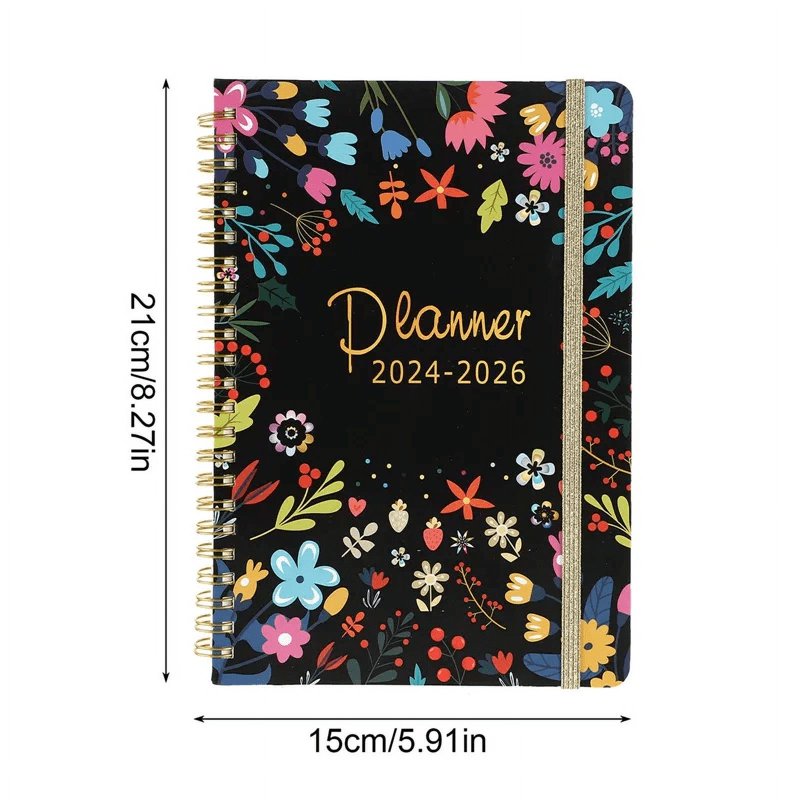 Large Weekly & Monthly Planner 2024-2026 Hardcover Spiral Organizer with Stickers & Pockets