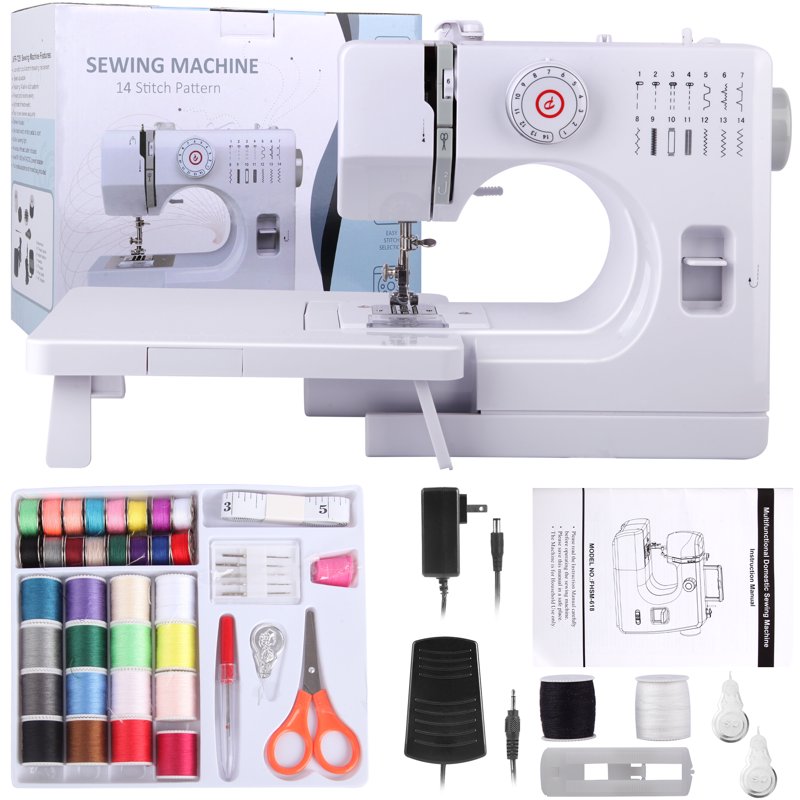 Portable Sewing Machine with 14 Built-in Stitches & Extension Table - Beginner-Friendly