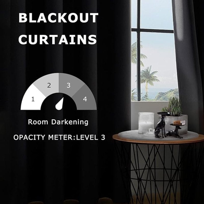Blackout Curtains for Bedroom Living Room Tropical Leaf Design 2-Piece Set