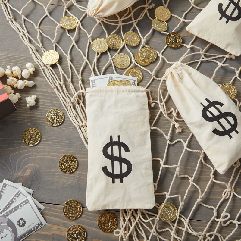 Small Drawstring Money Bags for Casino Party Favors 12 Pack