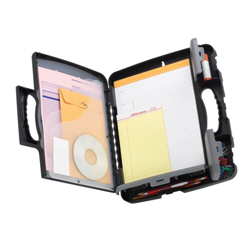 Portable Clipboard Storage Case with Multiple Filing Compartments - Charcoal